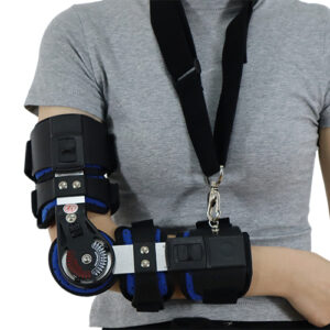 Adjustable Post-Op ROM Hinged Elbow Brace with Telescoping Stabilizers and Breathable Contoured Padding