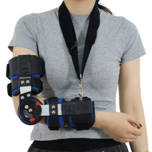 Post-Op ROM Hinged Elbow Brace with Telescoping Stabilizers and Breathable Contoured Padding