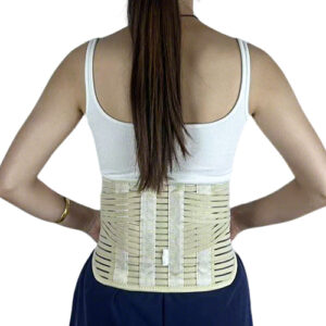 Breathable Beige Lumbar Support Belt with Rigid Stays | Medical Lower Back Compression Orthosis & Spine Protection Band Wholesale